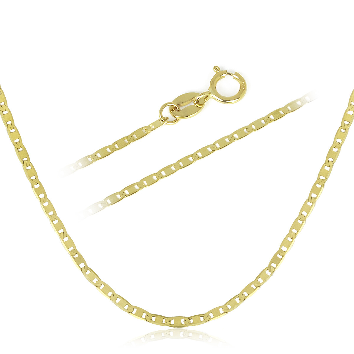 1.2mm Mariner Link Chain Necklace Real Solid 10K Yellow Gold All Sizes