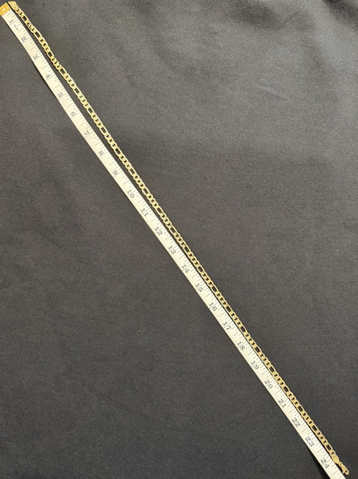 18k Yellow Gold Filled 6mm 24 Inch Figaro Chain Necklace Italy 750 Stamped New