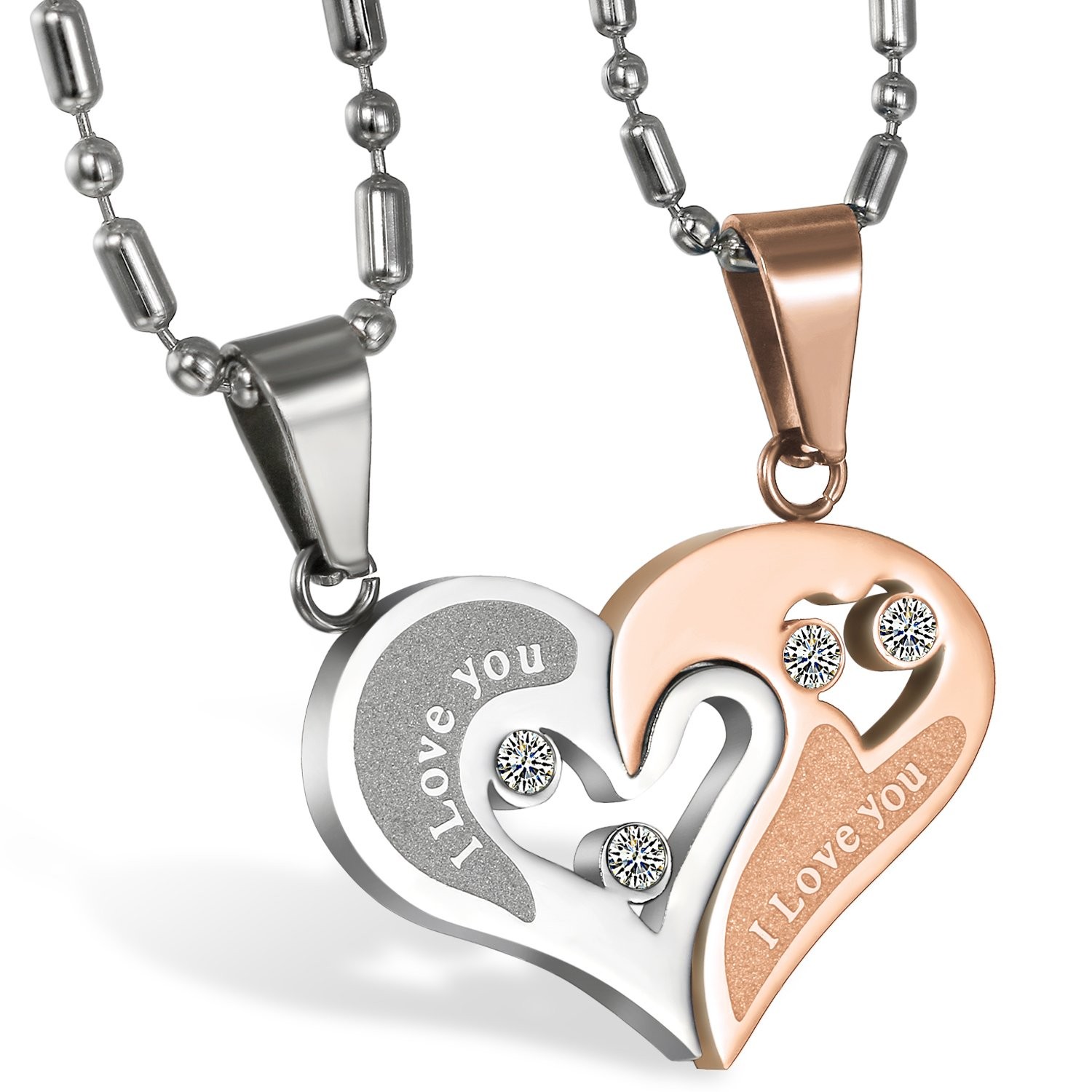 2PCS Couple Necklace Best Friend Friendship Matching Necklaces for BFF Gifts Him