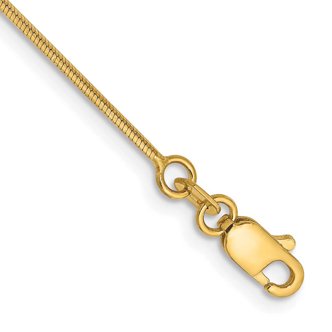 14K 7 inch .8mm Octagonal Snake with Lobster Clasp Bracelet OSA100
