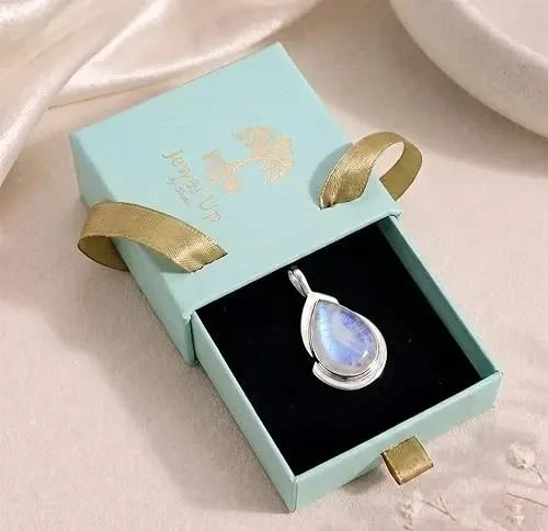 925 Sterling Silver Moonstone Teardrop Necklace Pendant June Birthstone