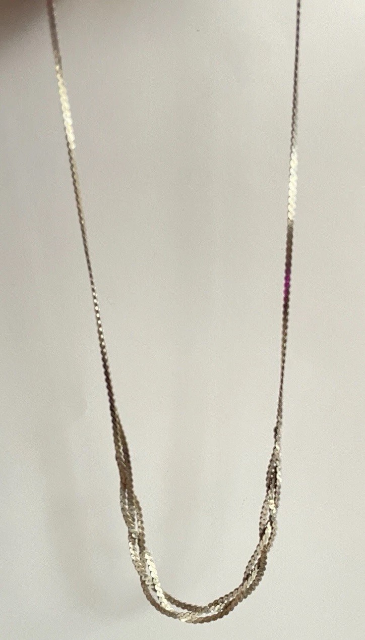 925 Sterling Silver Multi Strand Chain Necklace Layered Minimalist