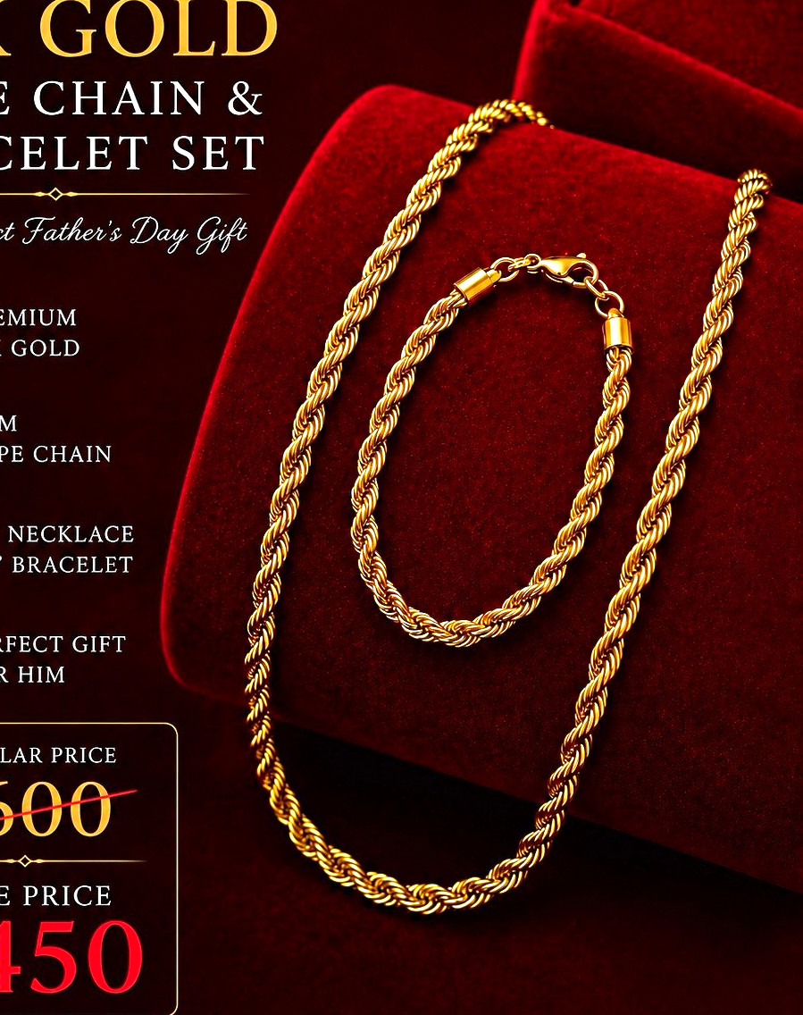 Aurora Vale 18K Yellow Gold Rope Chain Necklace 20in 5mm Lobster Clasp