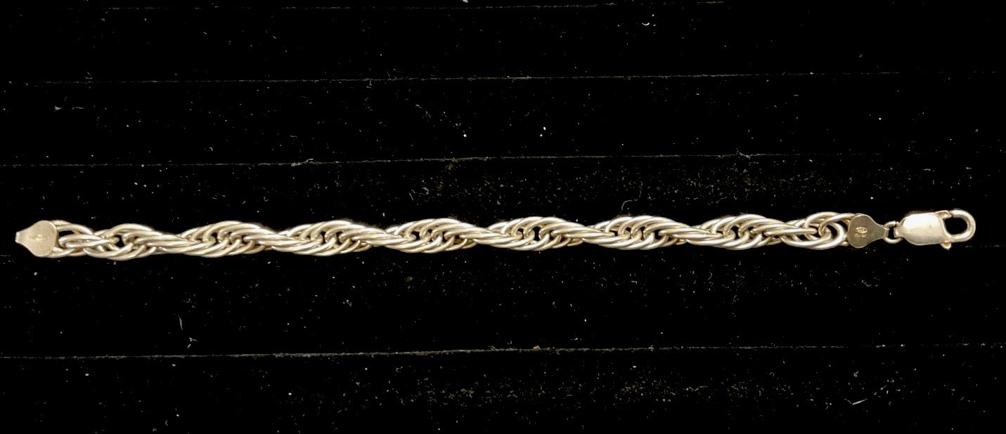 VTG 7 inch Sterling Italy 925 Bracelet Twisted Rope Lg Links 18 gr #002