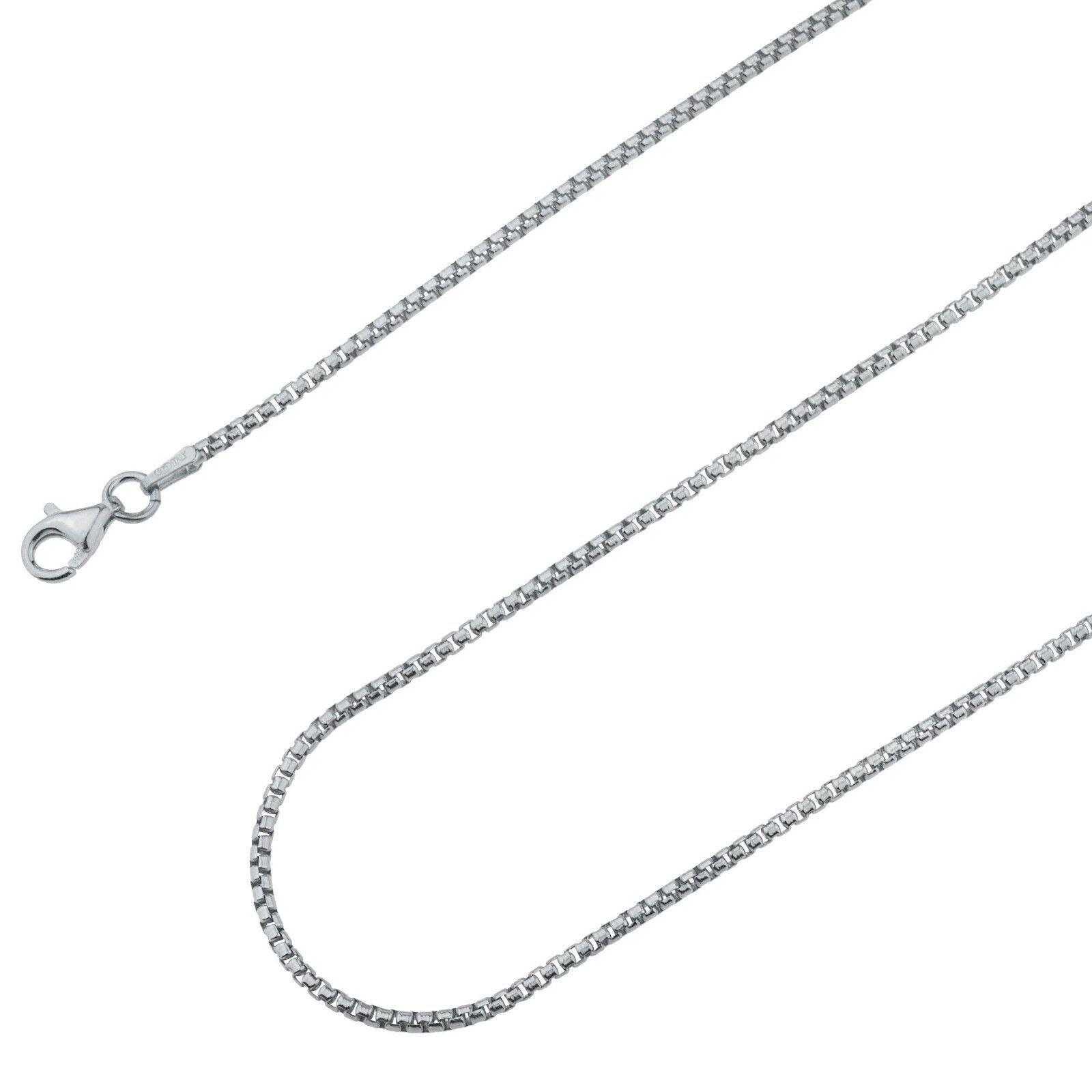 Solid 925 Sterling Silver Italian 1.5mm Venetian Round Box Chain Necklace Italy
