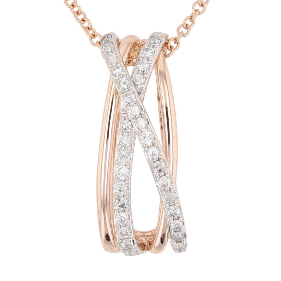 EFFY .19ctw Diamond Pendant on 18″ Necklace 14k Multi-Tone Gold 3.38 Grams