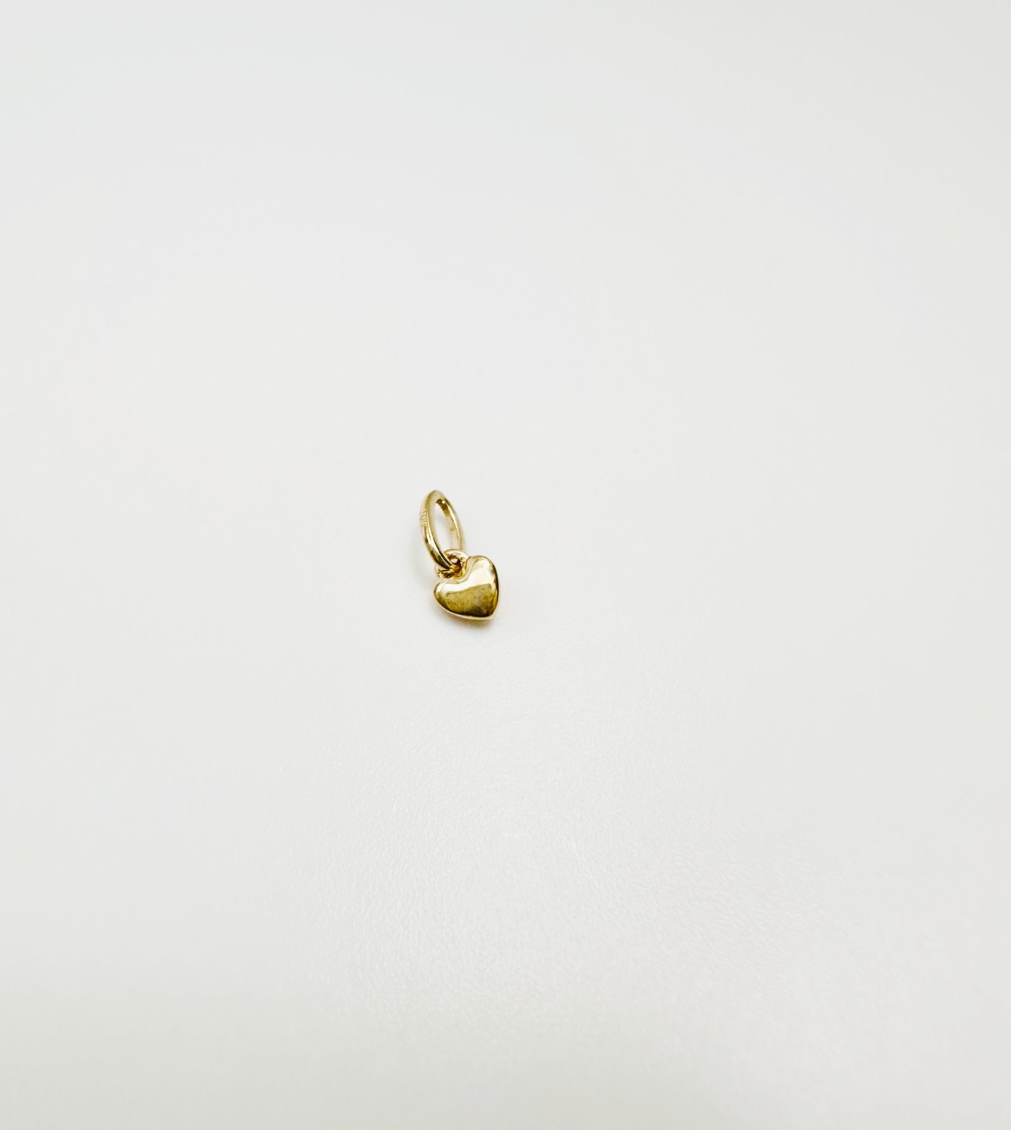 14K Solid Yellow Gold Teeny Tiny -Very Small Beveled Heart Charm Pendant 8x3mm
