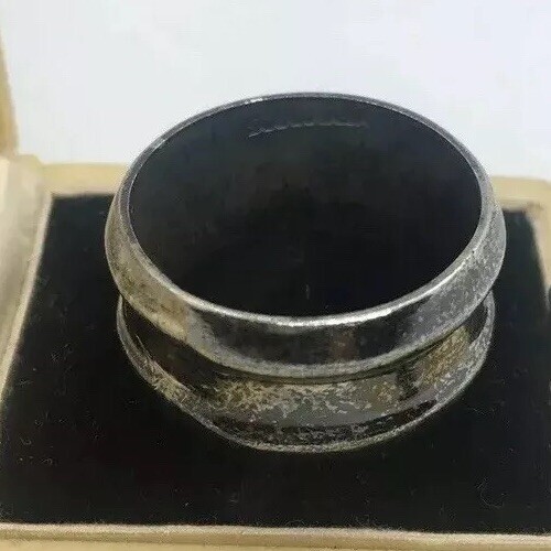 Extra Wide Sterling Silver Mexico Ring 7.9gms Size 7.5 Vintage Jewelry
