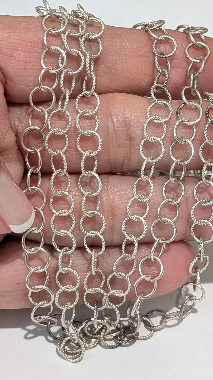 Germany Sterling Silver Triple Strand Round Link 16.5″ Necklace Signed 24 Grams
