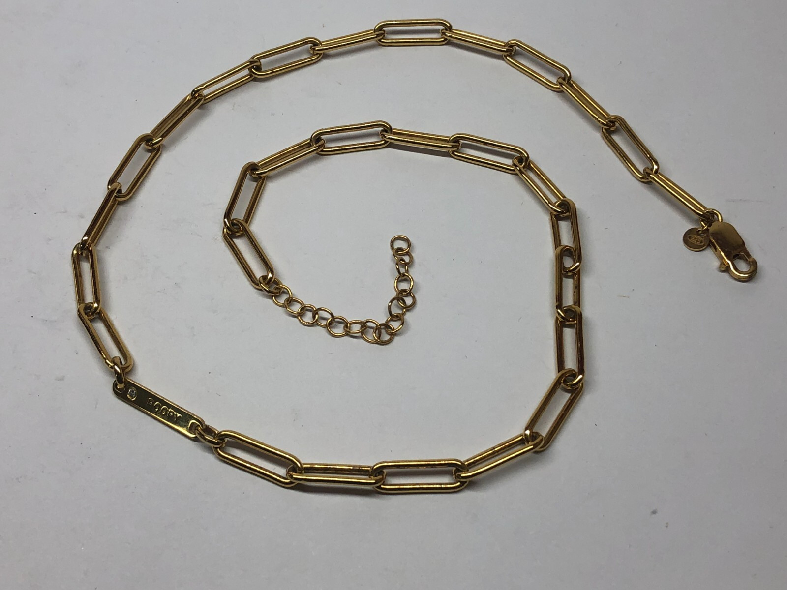Gold Vermeil Sterling Silver Paperclip ID: Poopy Diamond Necklace 20.5″ [065GRA]