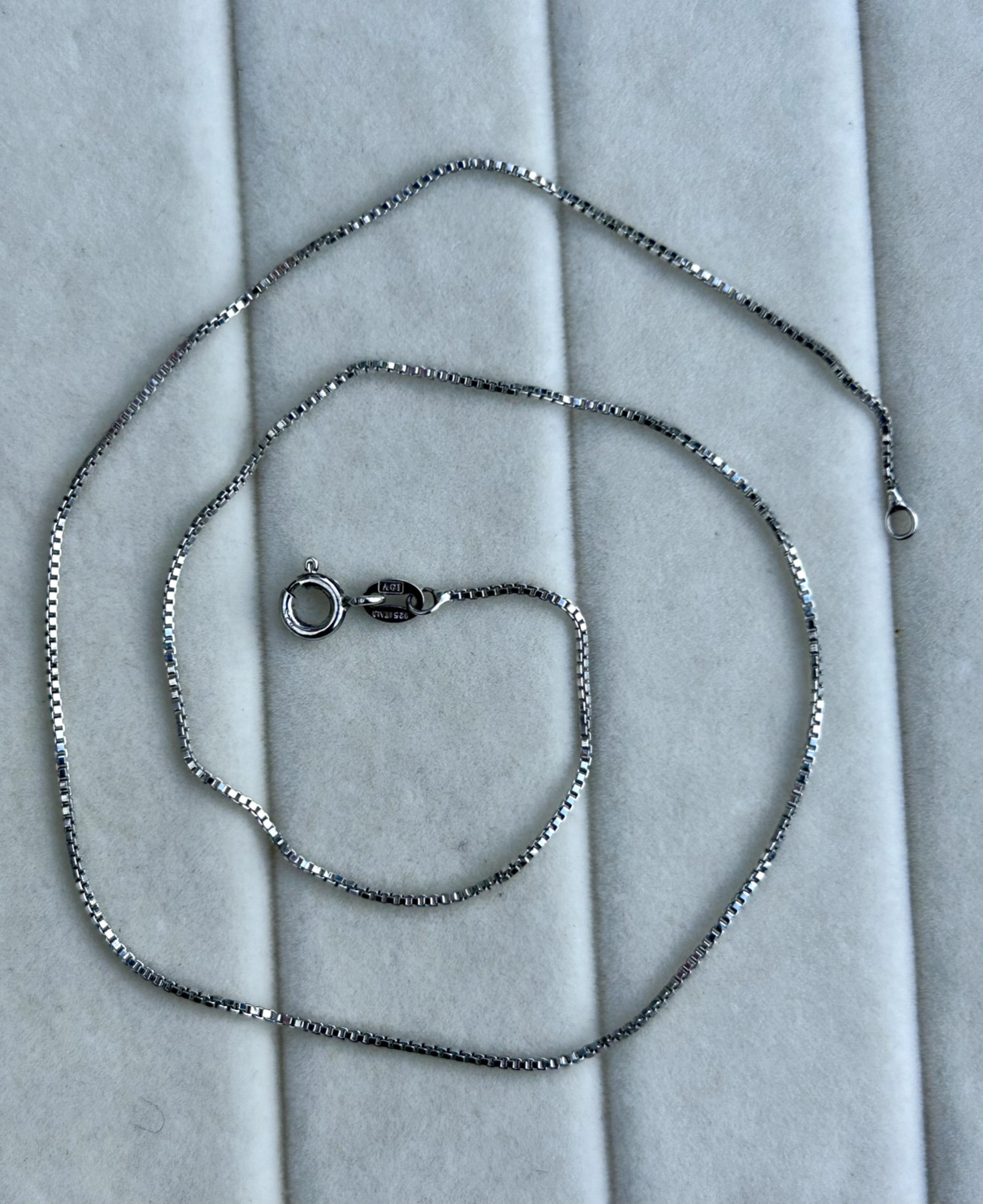 925 Sterling Silver Italian Box Chain Necklace 16” 2.5g Spring Ring Clasp Italy