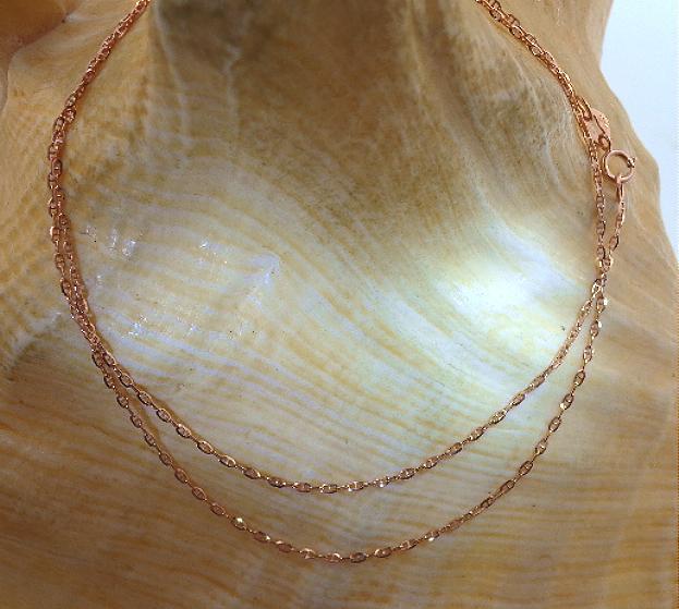 1.1MM ITALIAN 14K ROSE GOLD SPARKLY DIAMOND-CUT ANCHOR CHAIN NECKLACE 16-24″