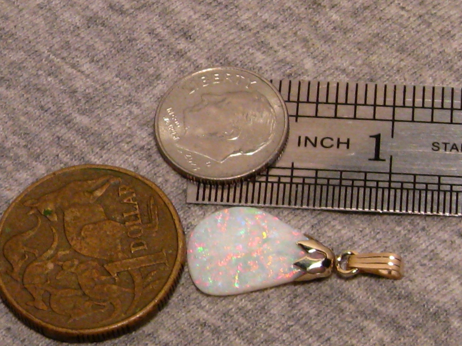 3.5 ct. Shell Opal Pendant – Solid Australian Gem Opal – 14k Yellow Gold