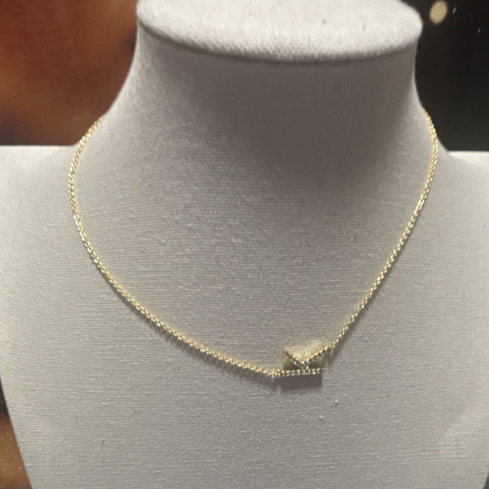 Gold Cable Chain Pendant Necklace Envelope Shape Charm No Stone Metal Jewelry