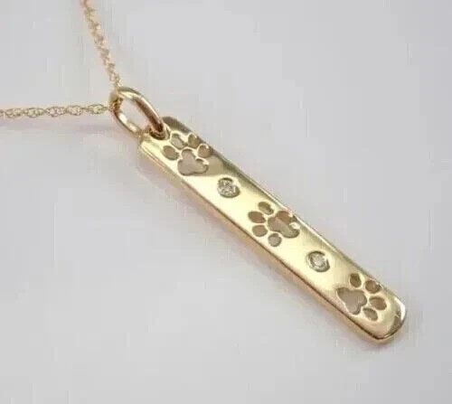 1.00CT Round Cut Lab-Created Diamond Paw Print Pendant in 14K Yellow Gold Plated
