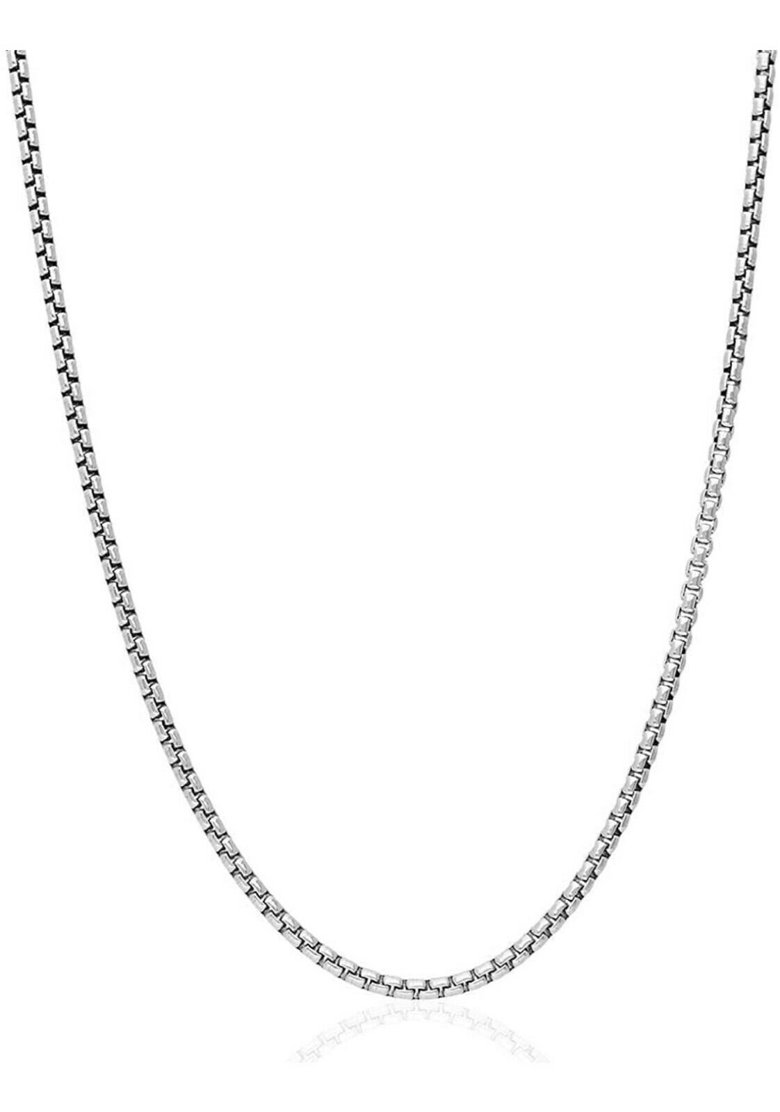 925 Sterling Silver RHODIUM 1.0mm Round Box Chain Necklace ITALY – 20″