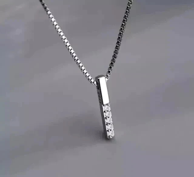 0.20 Ct Round Cut Lab Created Diamond Bar Pendant 14K White Gold Plated