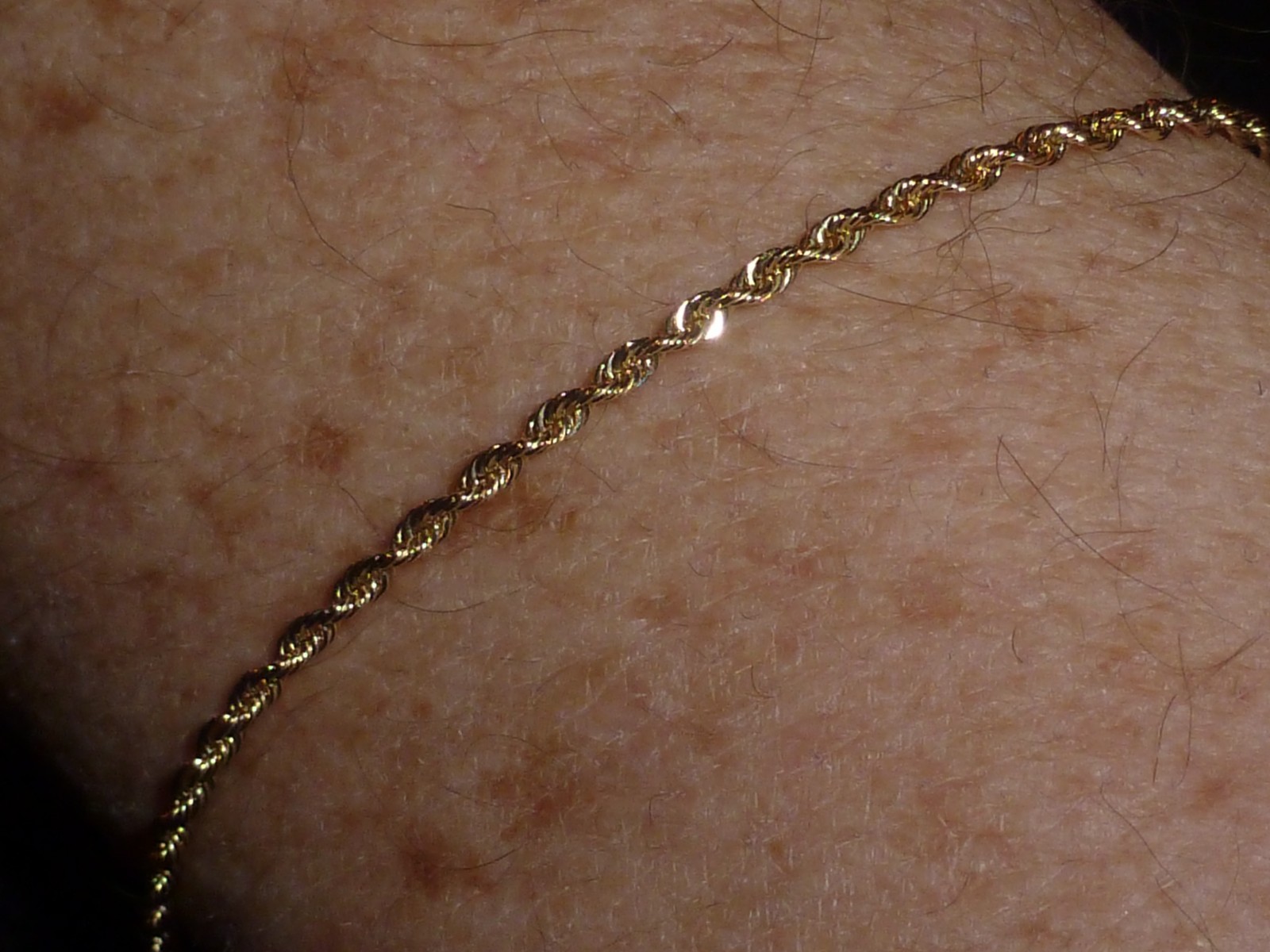 10K SOLID YELLOW GOLD DIAMOND-CUT ROPE TWIST BRACELET – 7″ – PERU – 1.92 GRAMS