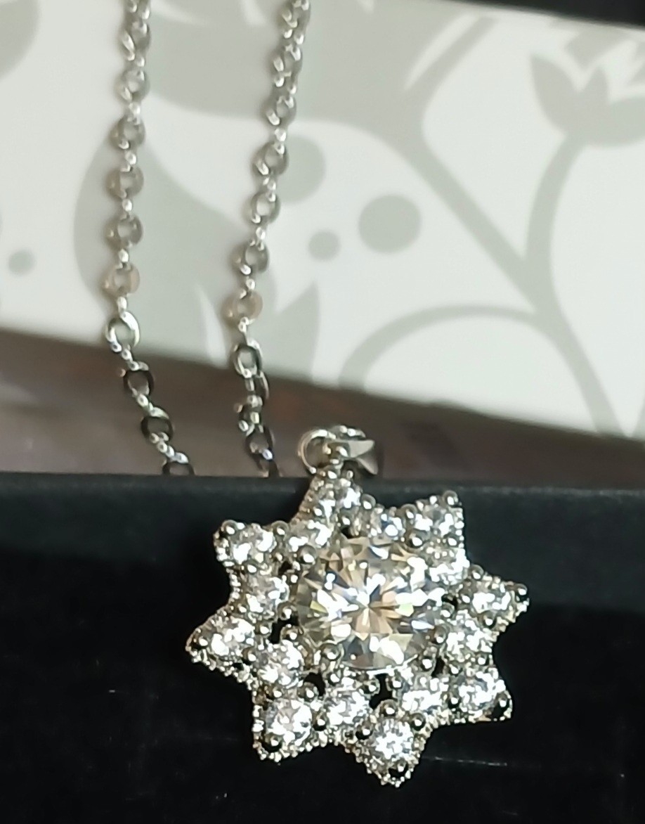 Real Moissanite Necklace Pendant, Certified 1.0CT. Tested GRA certificate Incl.