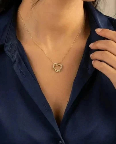 14K Yellow Gold Plated 1.10ct Lab Grown Round Diamond Beautiful Heart Pendant