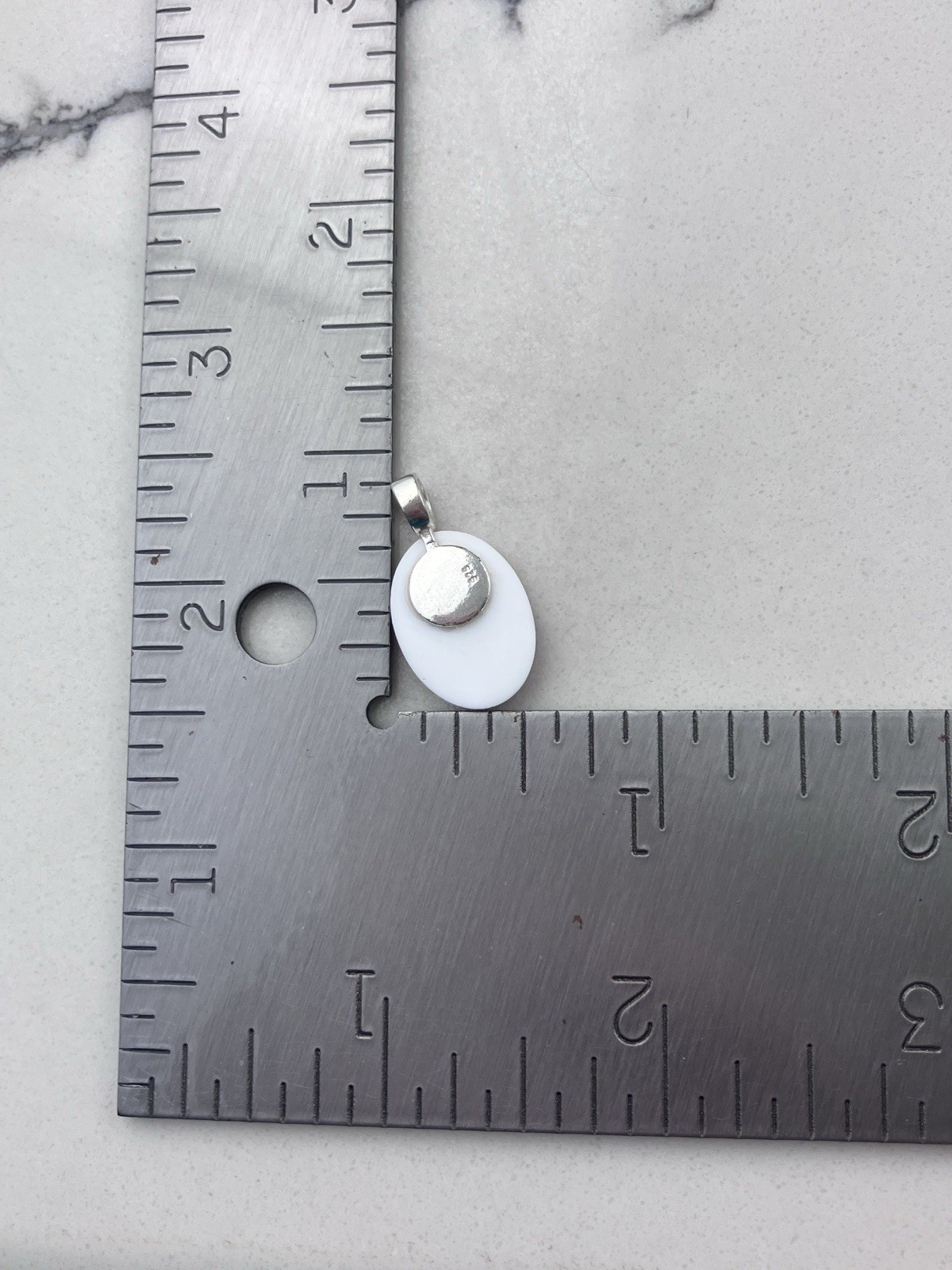 925 Sterling Silver Pink Floral Plastic Cabochon Pendant