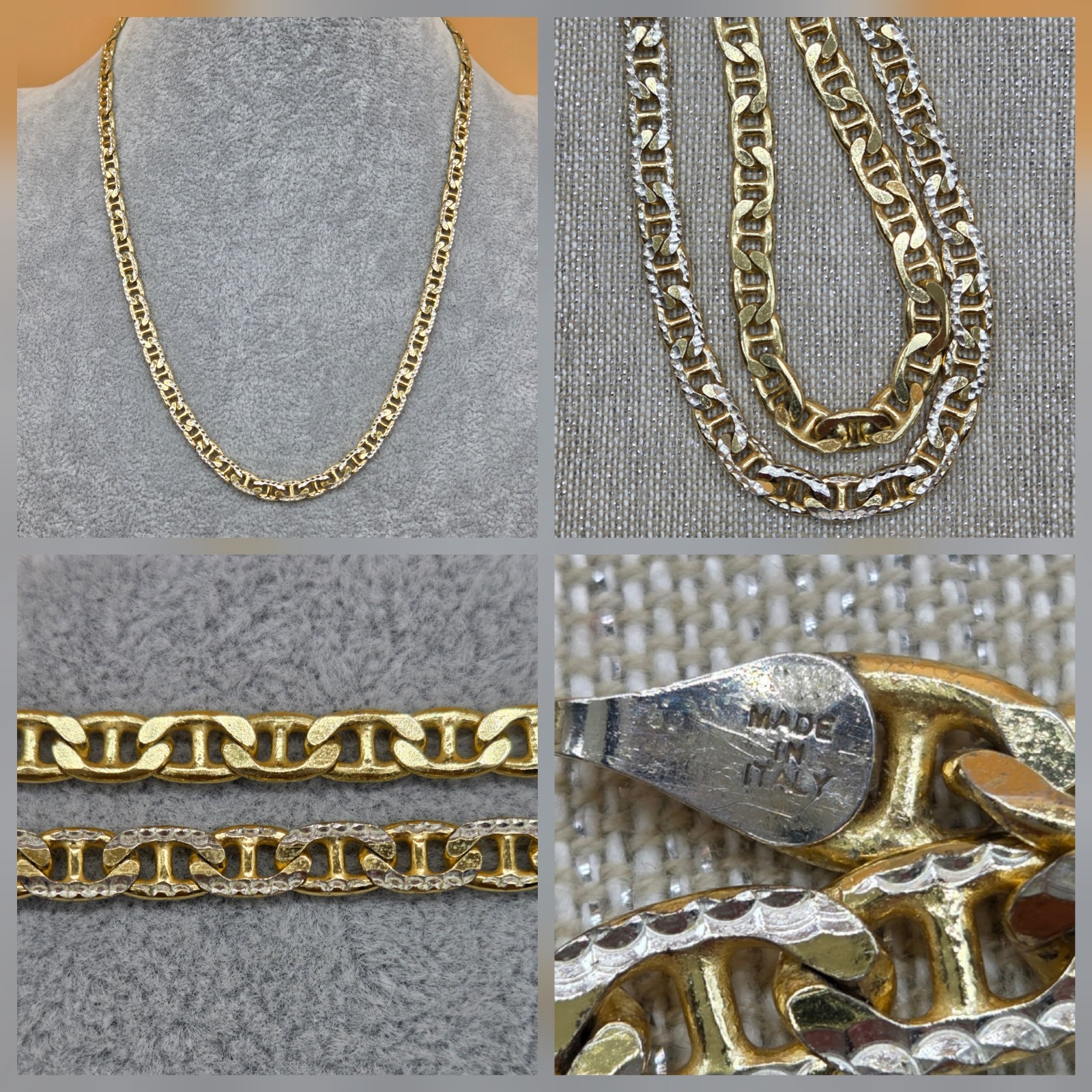 MBC Vermeil/Gilt Gold Over Sterling Silver 925 Italy Reversible Chain Necklace