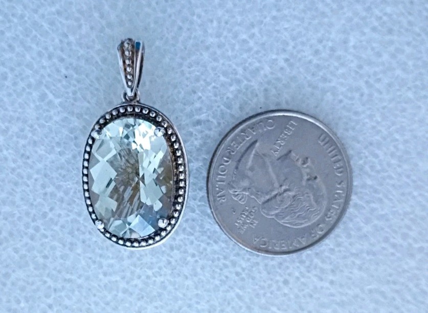 Reversible Prasiolite Diamond Sterling Silver 925 Pendant Michelle Albala