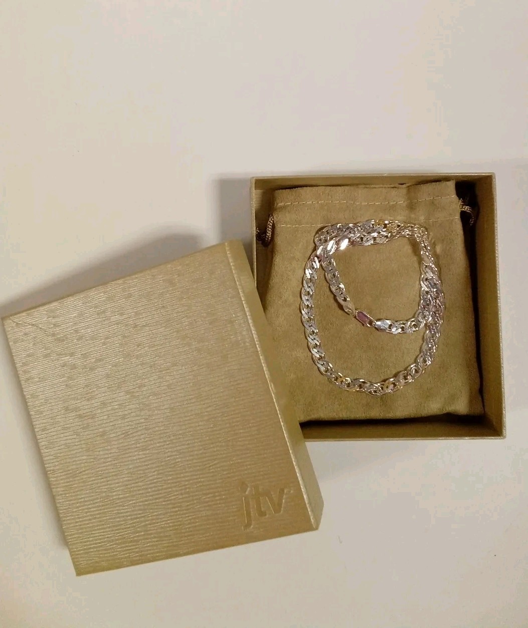 925 Sterling Silver Polished Diamond Cut Double Curb Link Necklace 18″ – A37