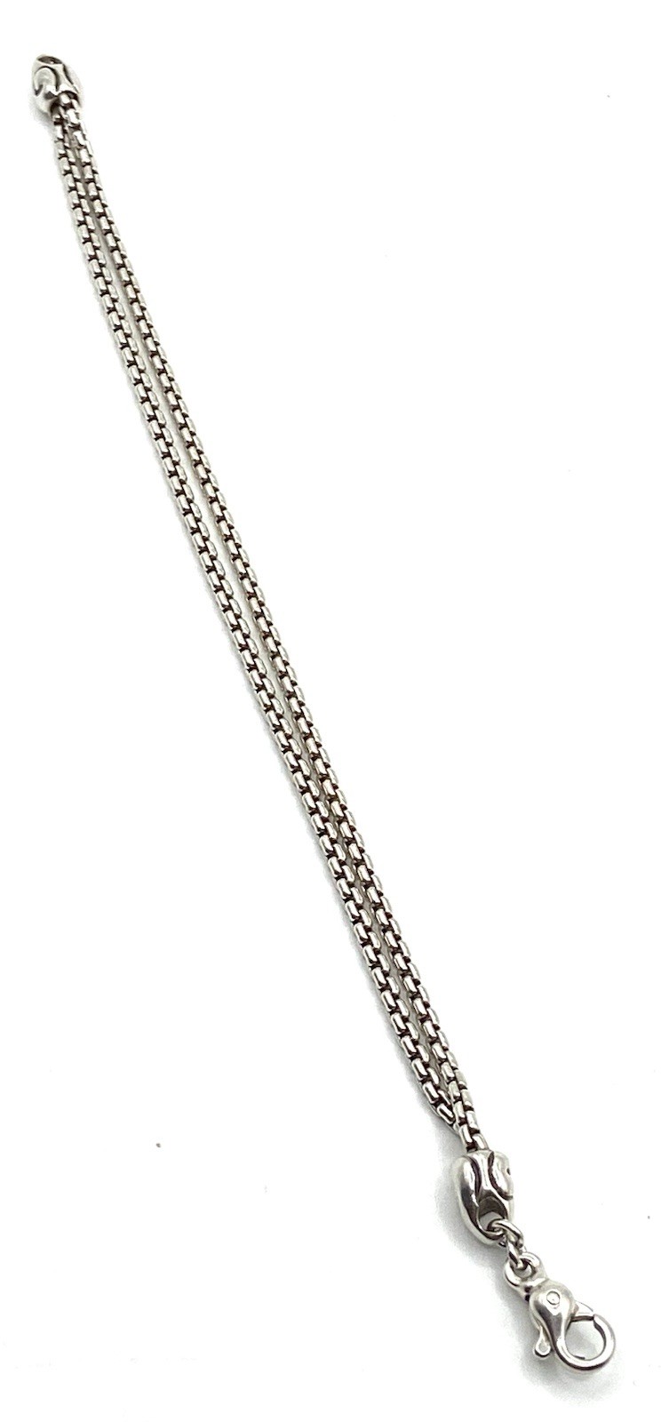 Sterling Silver / 925 Double Strand Box Chain Bracelet 7.5” Long