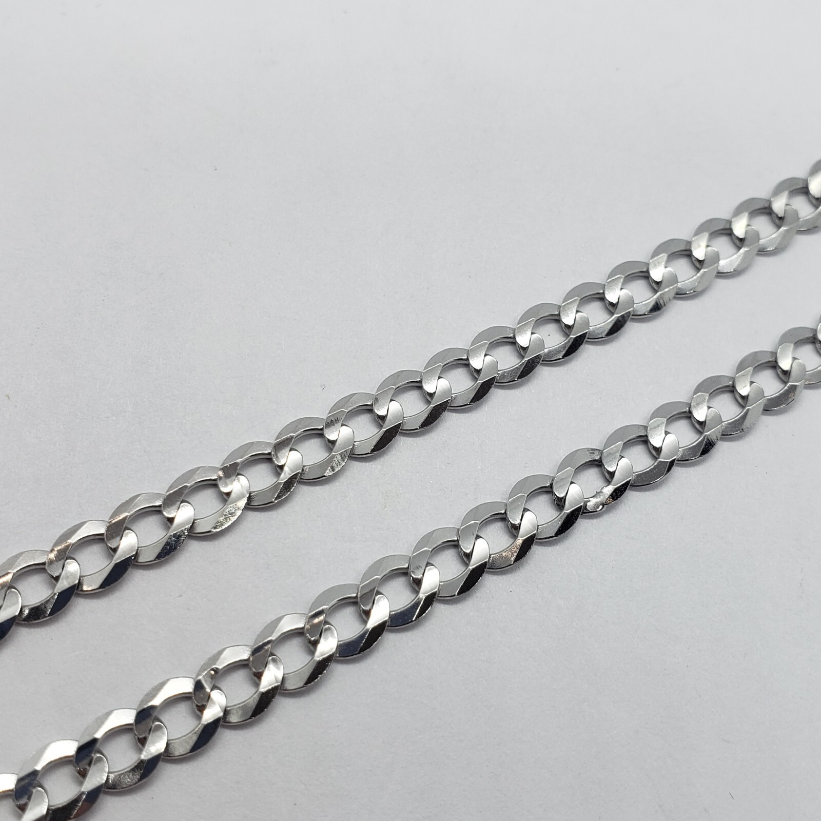 14K White Gold Solid Cuban Curb Link Chain Necklace Bracelet 2mm~6mm 7″~30″