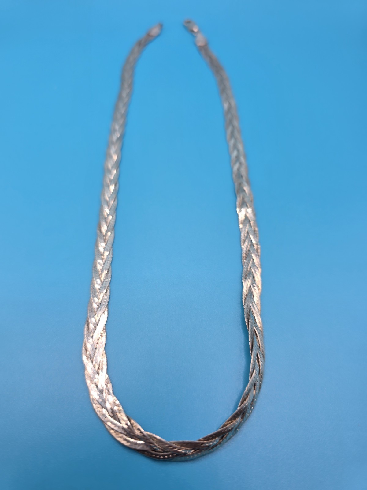 Vintage 925 Italy Sterling Silver Braided Herringbone Necklace – Made In Italy
