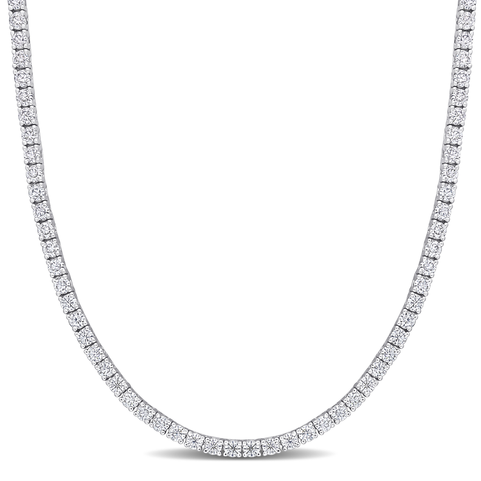 Amour Sterling Silver 12 1/2 CT DEW Created Moissanite Tennis Necklace