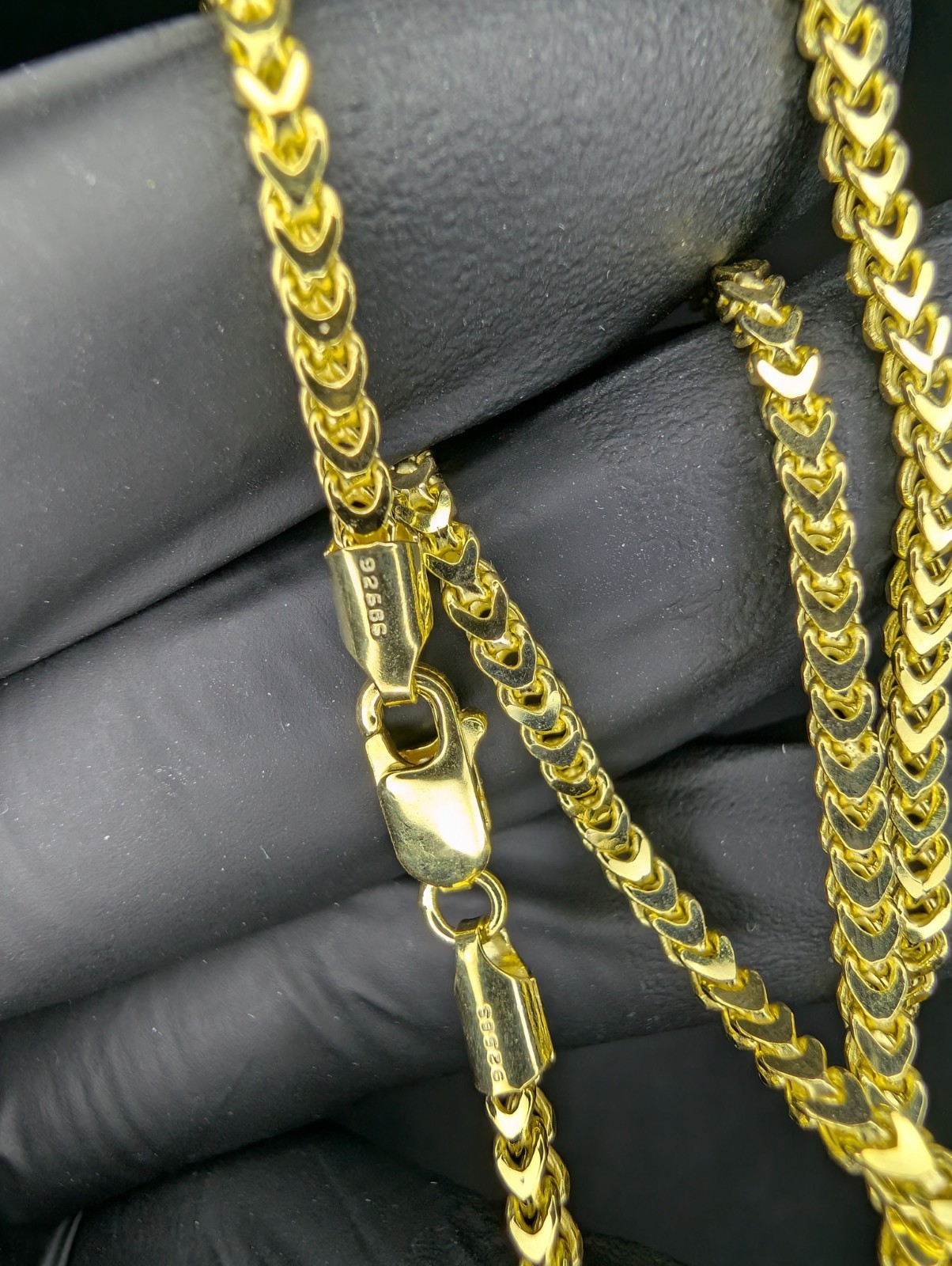 Gold over Solid 925 Sterling Silver 16in 2.5mm Franco Necklace