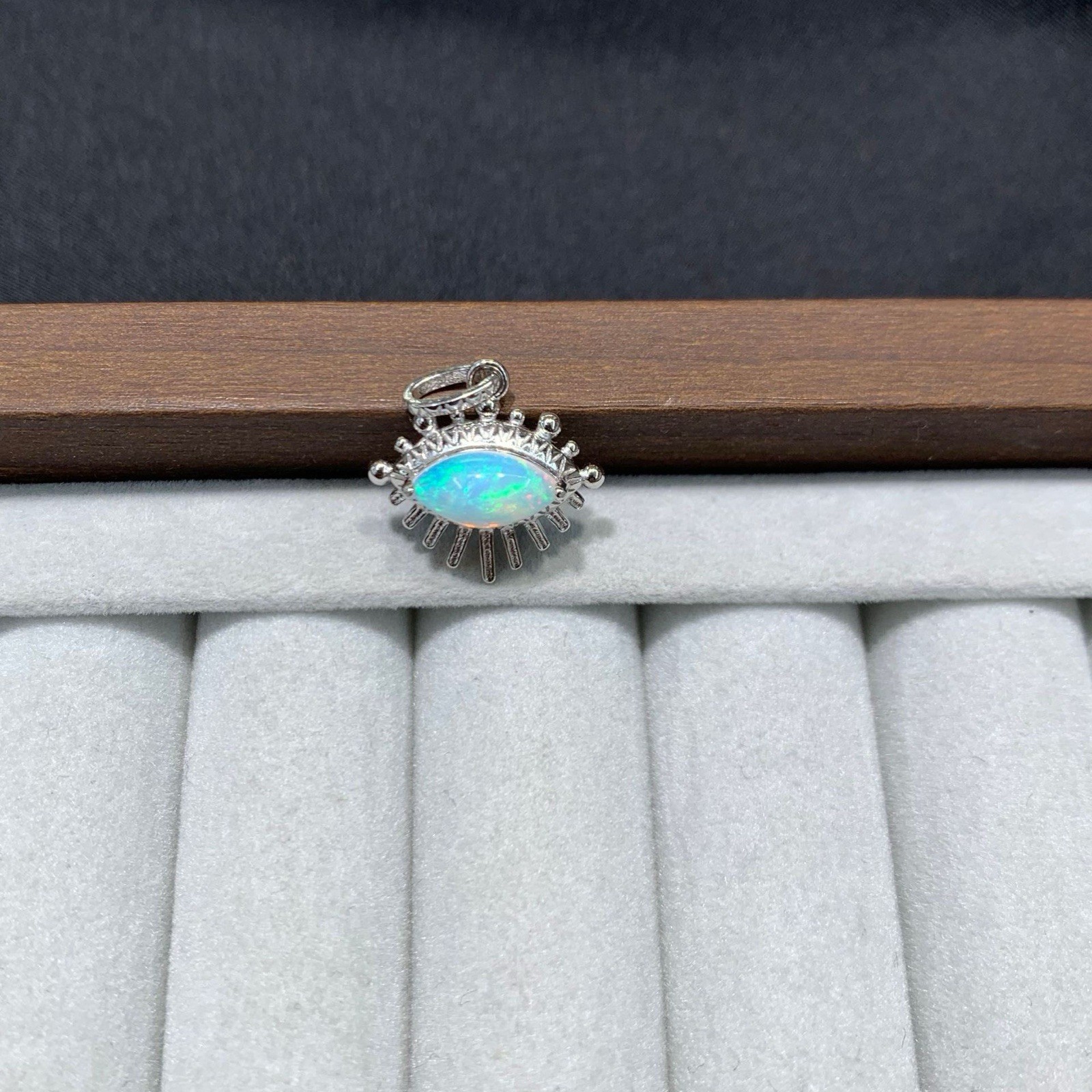 Australian 925 Sterling Silver Opal Sunburst Evil Eye Pendant
