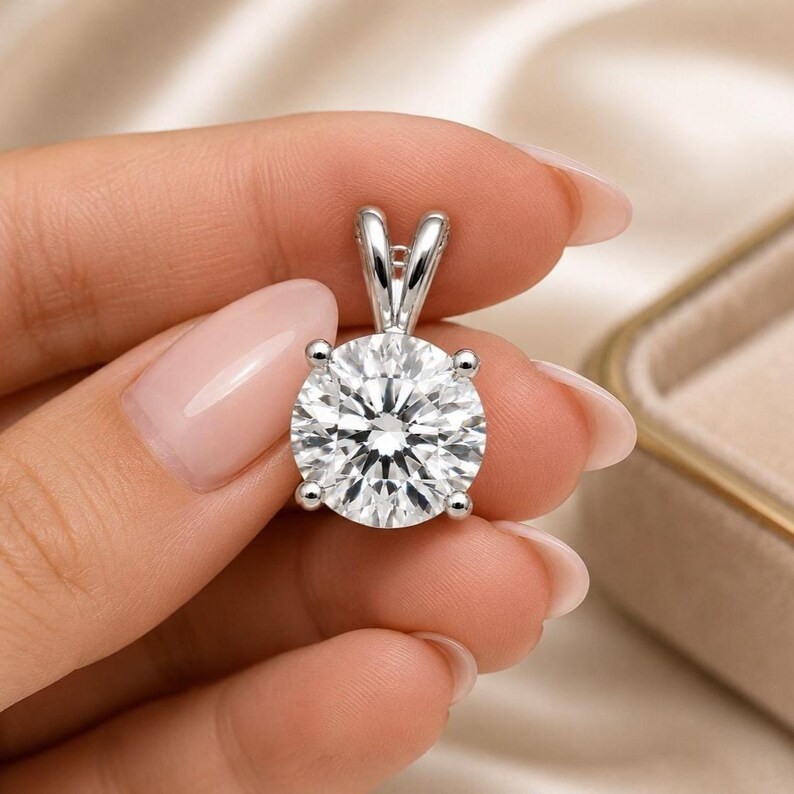 5.00 Ct Round-Cut EF/VS1 Lab Grown Diamond Necklaces & Pendants 14K White Gold