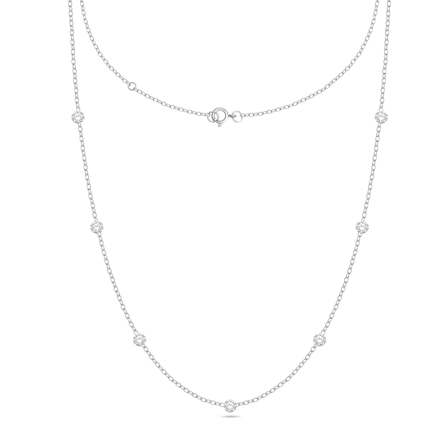 0.50-3 Ct Lab Grown Diamond Seven Stone Necklace 925 Sterling Silver Round Cut