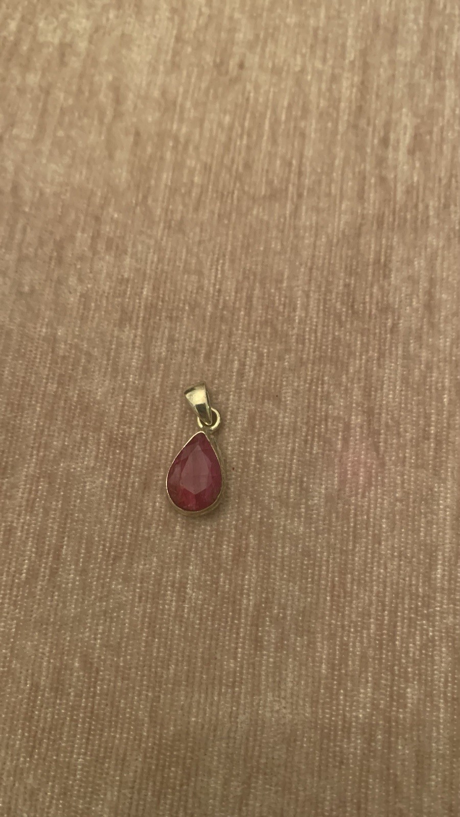 925 Silver Tear Drop Ruby Pendent Gemstone