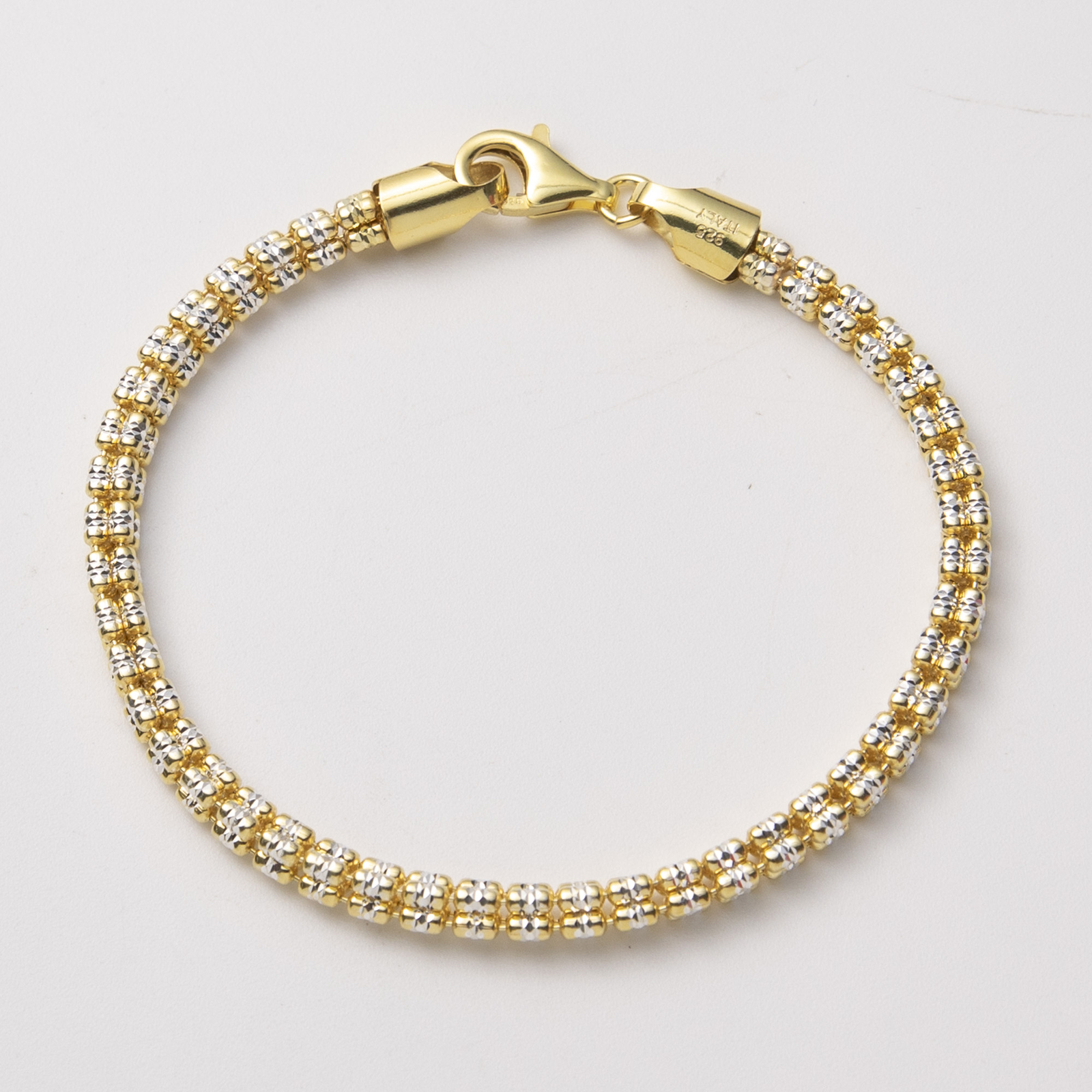 4mm Two-Tone Ice Link Chain Bracelet 14K Yellow Gold-Plated Silver 925