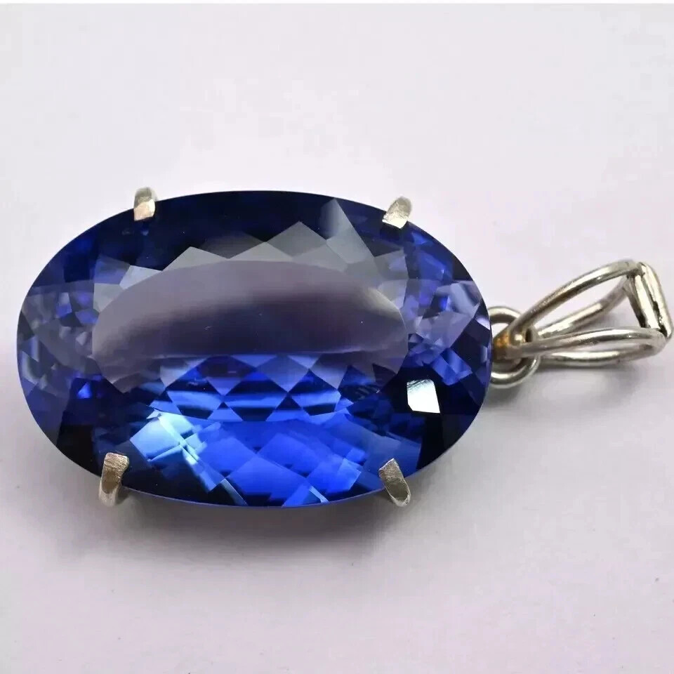 30 Ct Natural Ceylon Blue Sapphire Oval Cut AGL Certified Gemstone Pendant