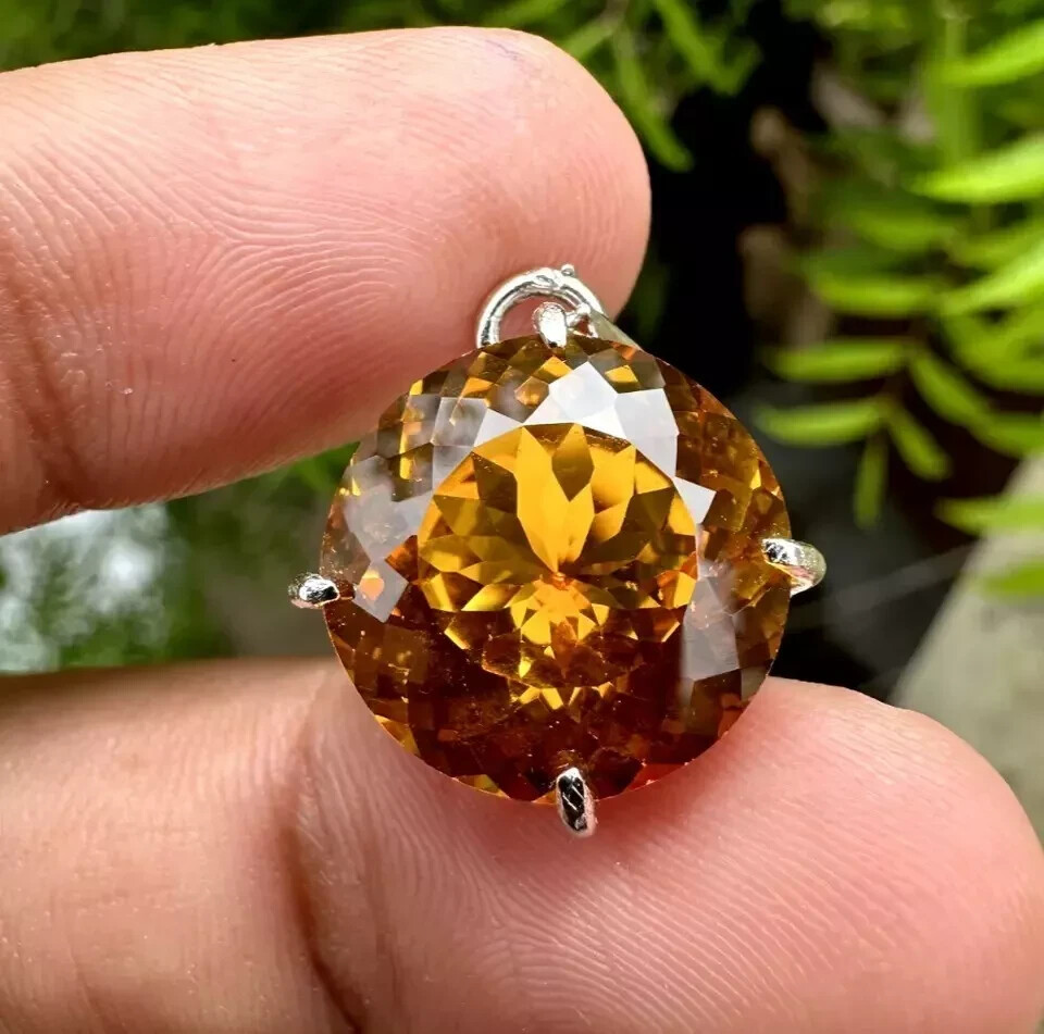 Natural Certified 40 Ct Orange Sapphire Loose Gemstone 925 Solid Silver Pendant