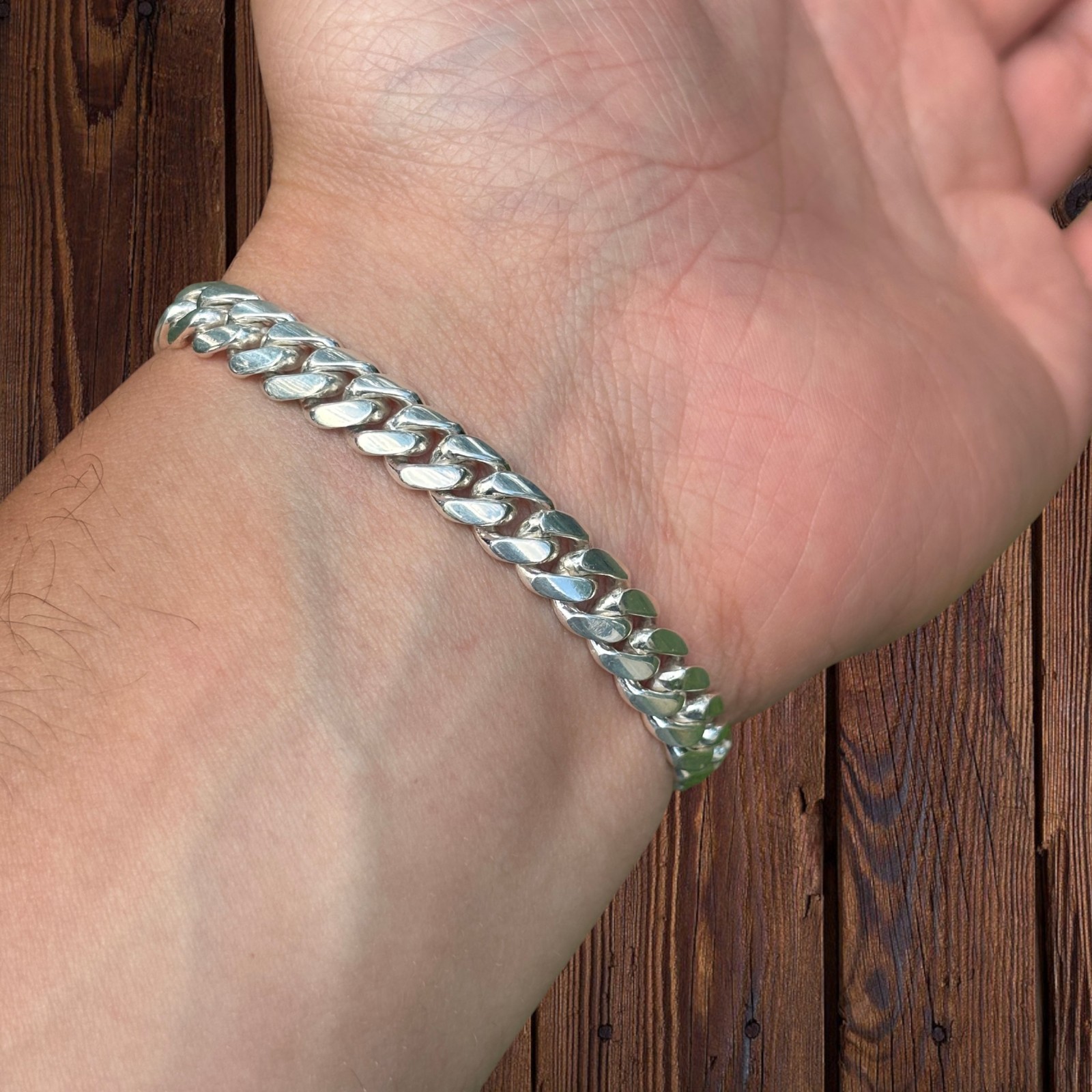 8mm Miami Cuban Link Bracelet – Real Solid 999 Fine Silver HANDMADE IN ITALY