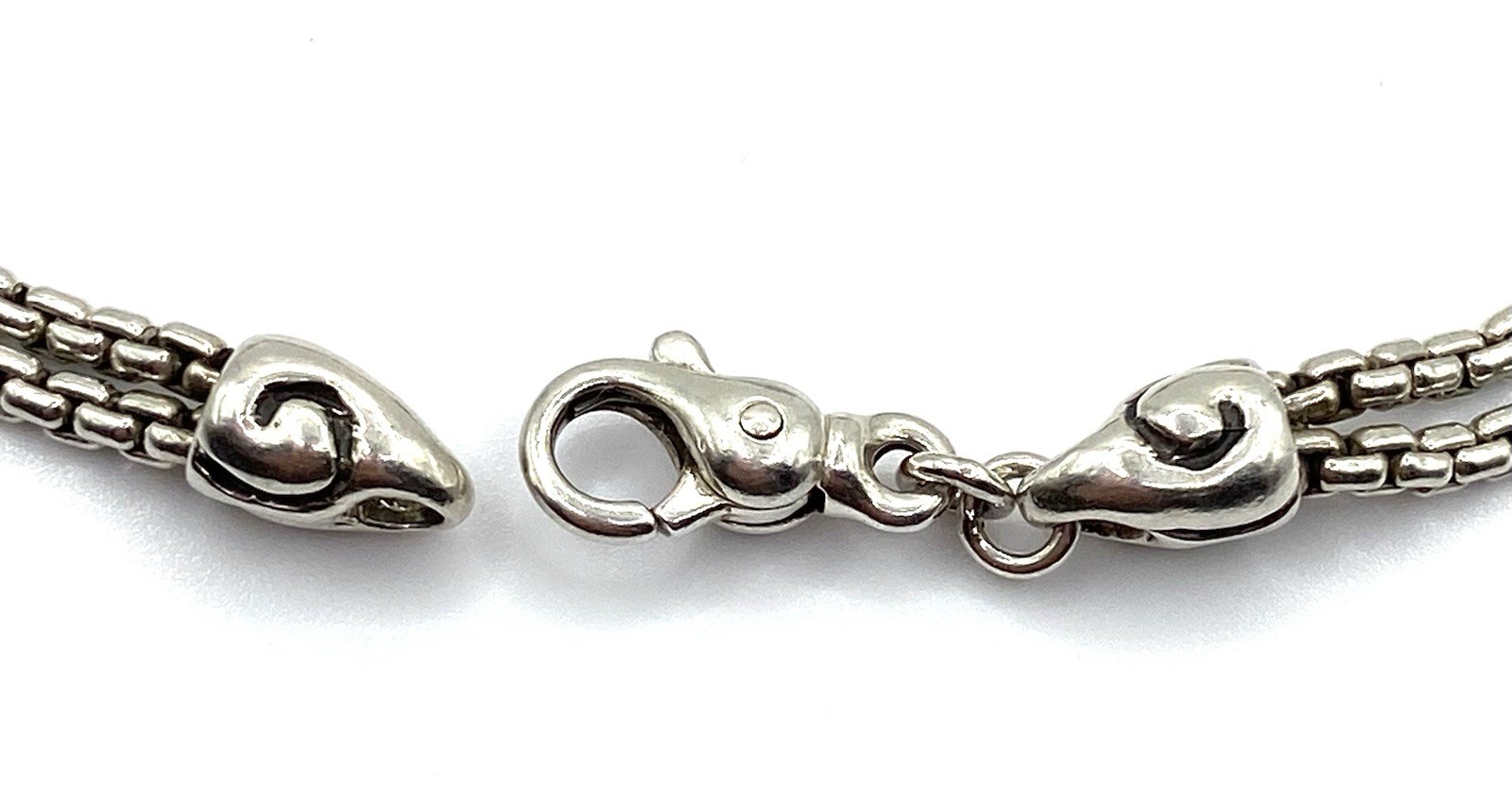 Sterling Silver / 925 Double Strand Box Chain Bracelet 7.5” Long
