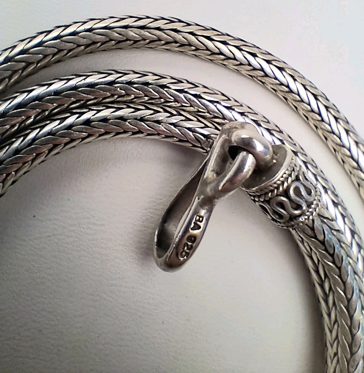 Solid .925 Sterling Silver Necklace 4mm Foxtail Link Chain 56g 23.75 Inches