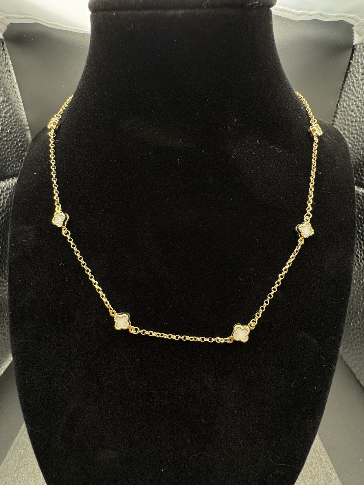 Yellow Gold Station Cable Chain Necklace, Spring Ring Closure, 4.69g