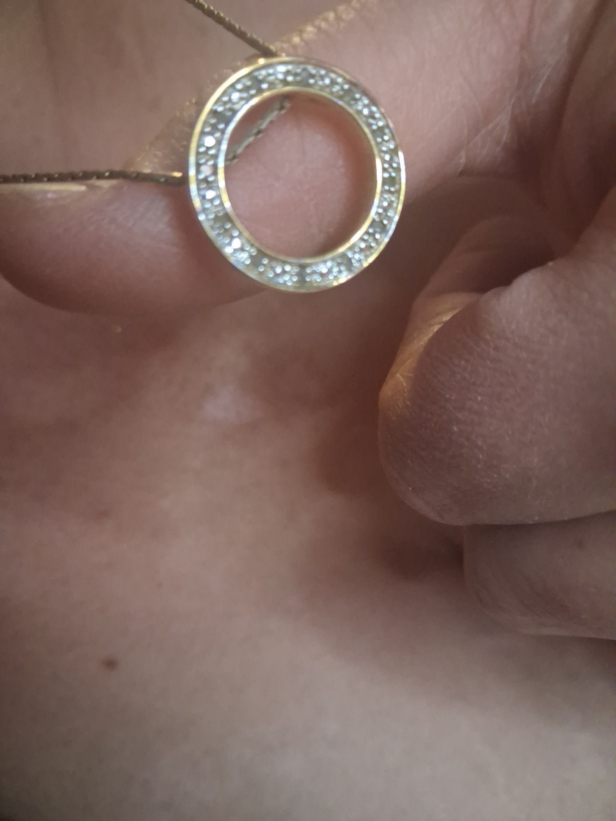 925 sterling silver Gold Accent circle pendant diamond 0.08 ctw 2.4 gram