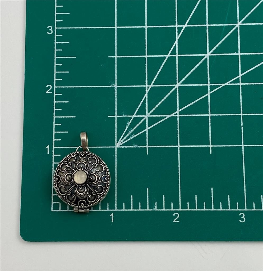 Sterling Silver & Moonstone Intricate Design Memory Locket