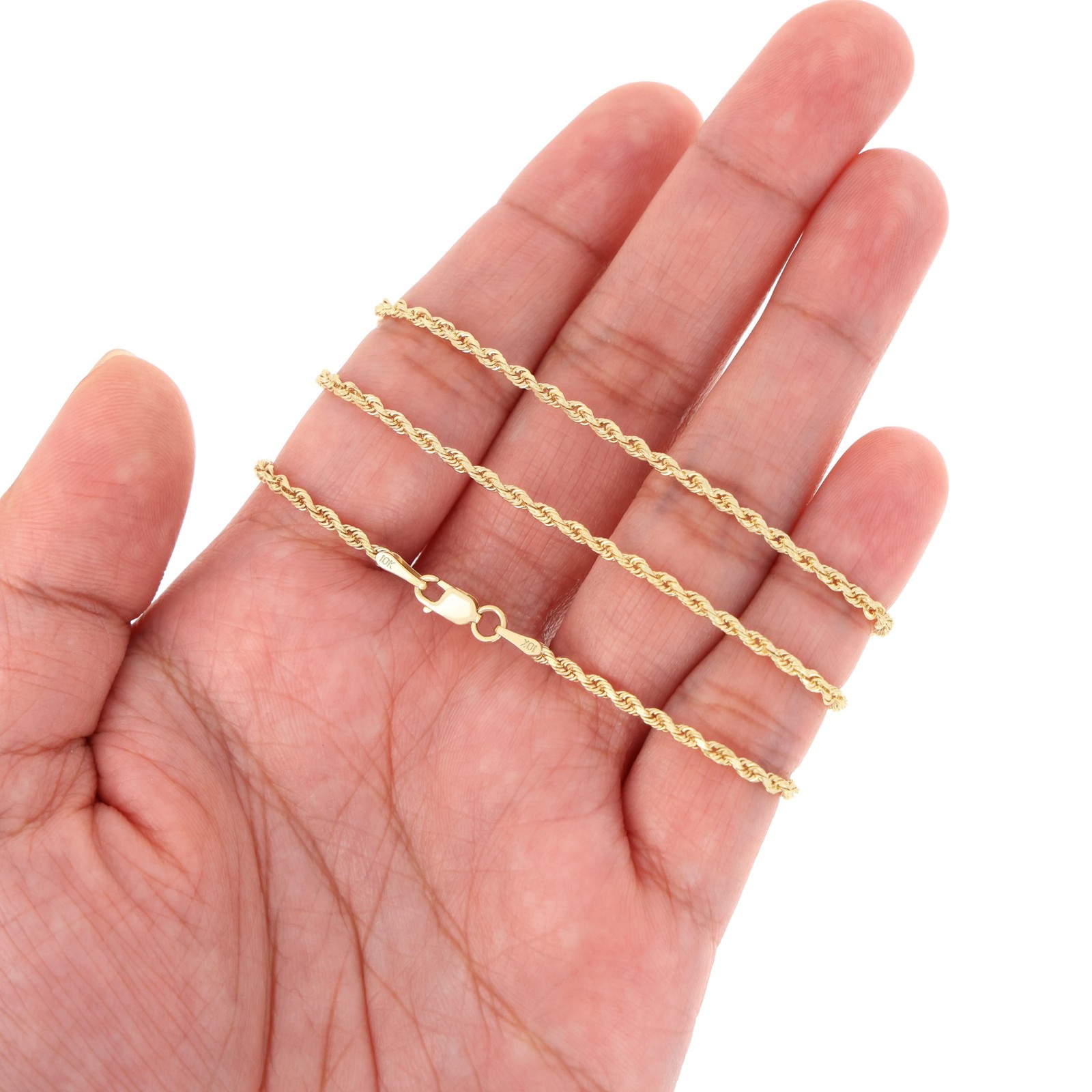 10K Yellow Gold 1.5mm-10mm Diamond Cut Rope Chain Necklace Mens Women 16″- 30″