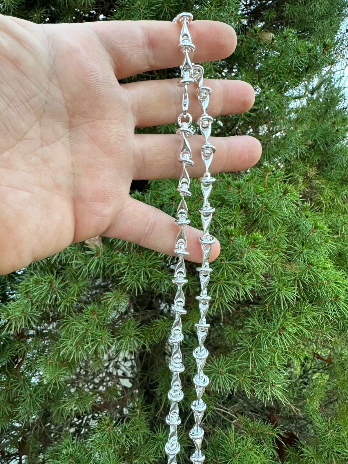 Real 925 Sterling Silver Custom 8mm Barbed Wire Link Chain Necklace Or Bracelet