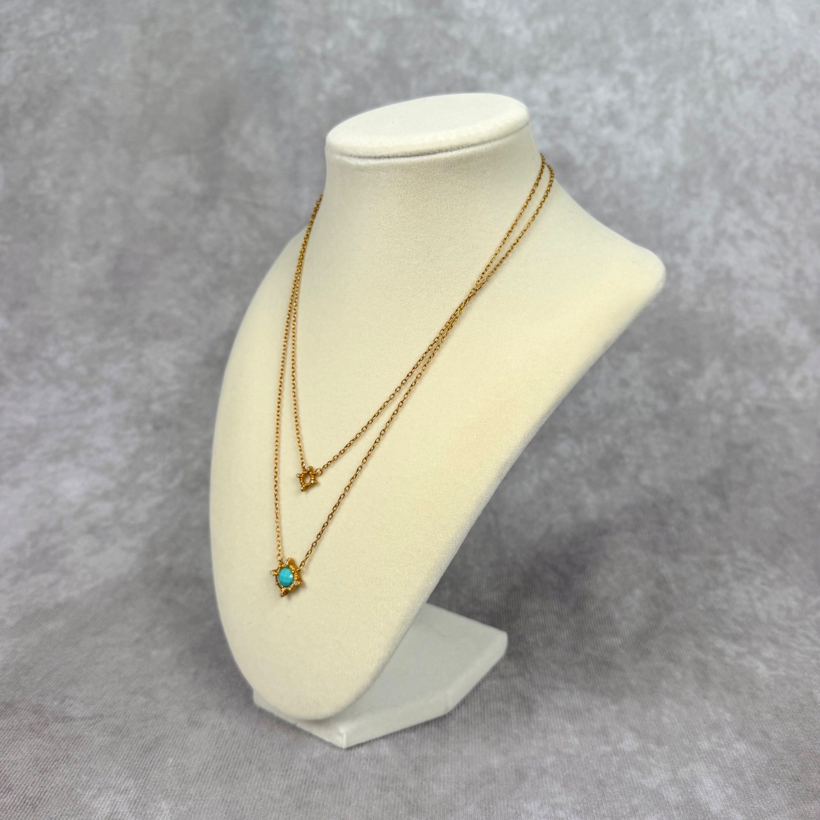 Freida Rothman Turquoise Starburst Layered Necklace Gold over Sterling Silver CZ