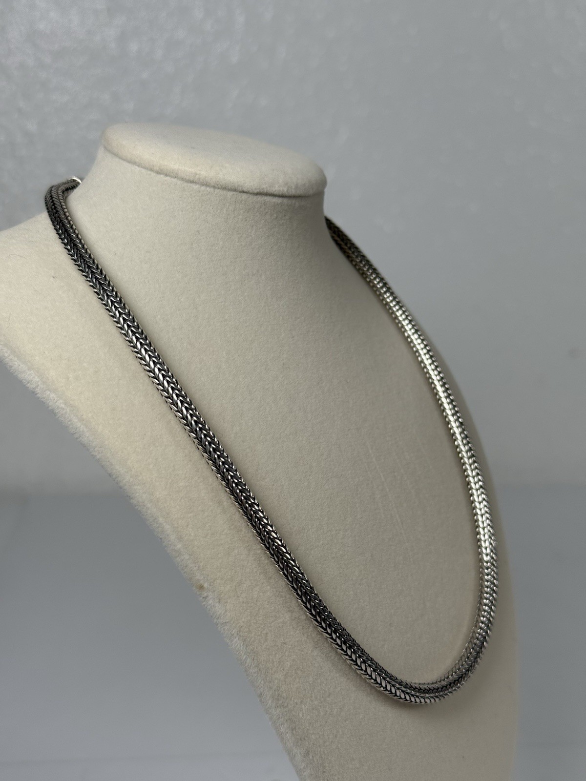 Sterling Silver Foxtail Chain 17” 4mm Hook Closure Necklace 925